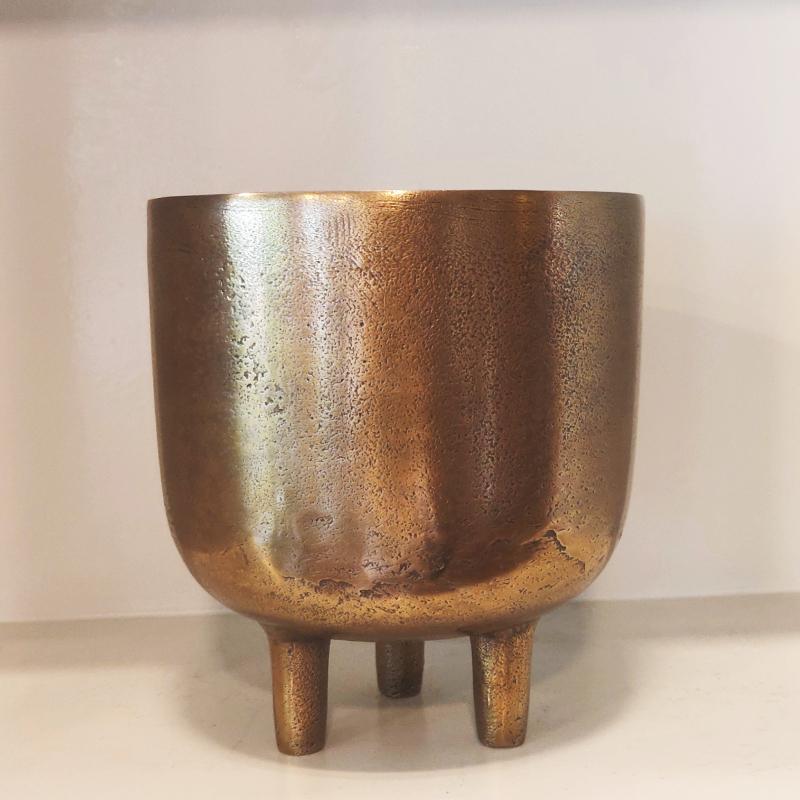 Antique gold finished planter with legs vara store 2
